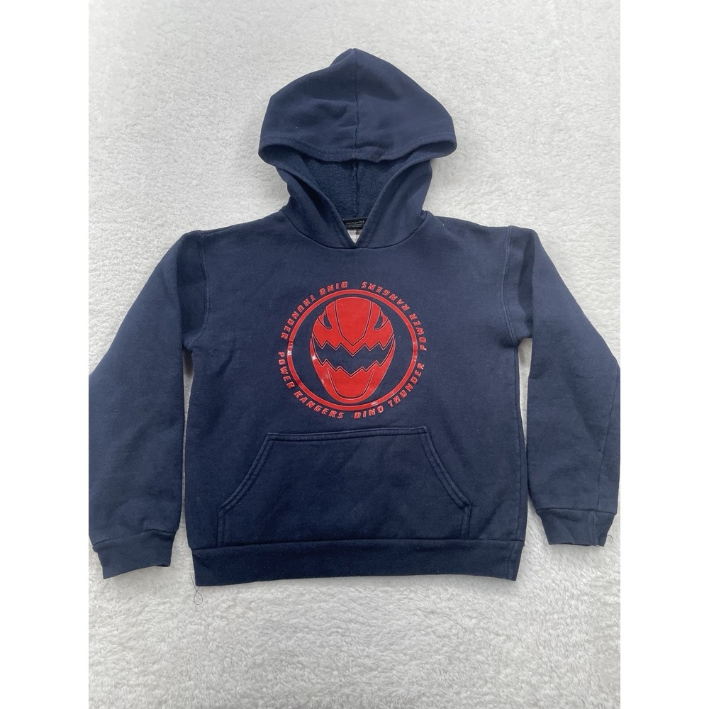 Vintage Youth Kids Sz 5 6 Power Ranger Blue Dino Thunder Hoodie Sweatshirt USA‎